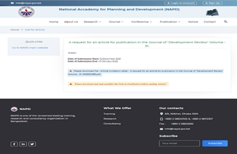 Online Research & Journal Publishing Application  - National Academy for Planning and Development - Software Project